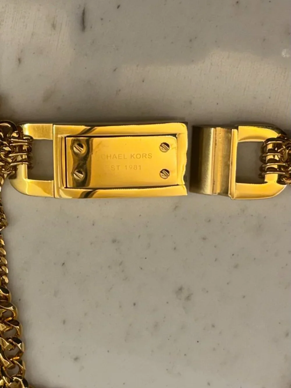 Michael Kors Multi Strand Chain Link Statement Necklace Gold MKJ2920 ID Bar